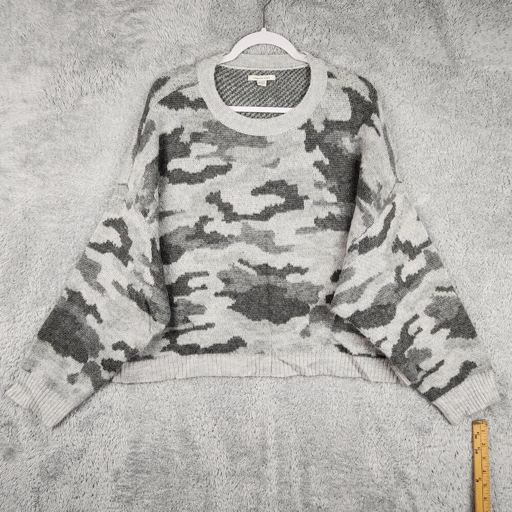 American Eagle Sweater Womens XL Gray Camo Baggy Oversized Wool Dolman Boho